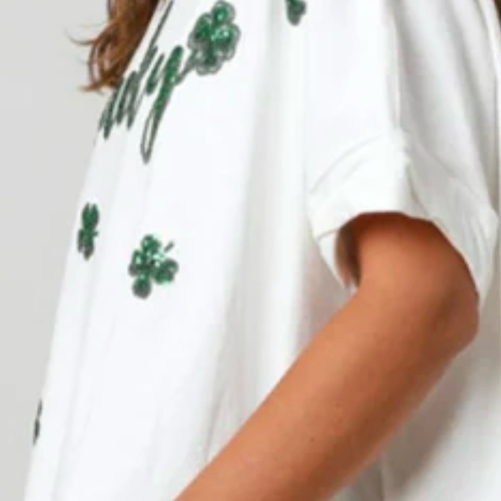 Lucky Bra Women's White and Green Graphic Top - Picture 2 of 5
